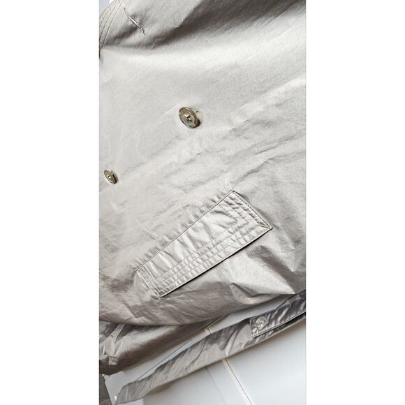 Vintage Fleet Street Trench Coat Women's Sz 10 Shiny Khaki Tan Double Breasted - Picture 7 of 13